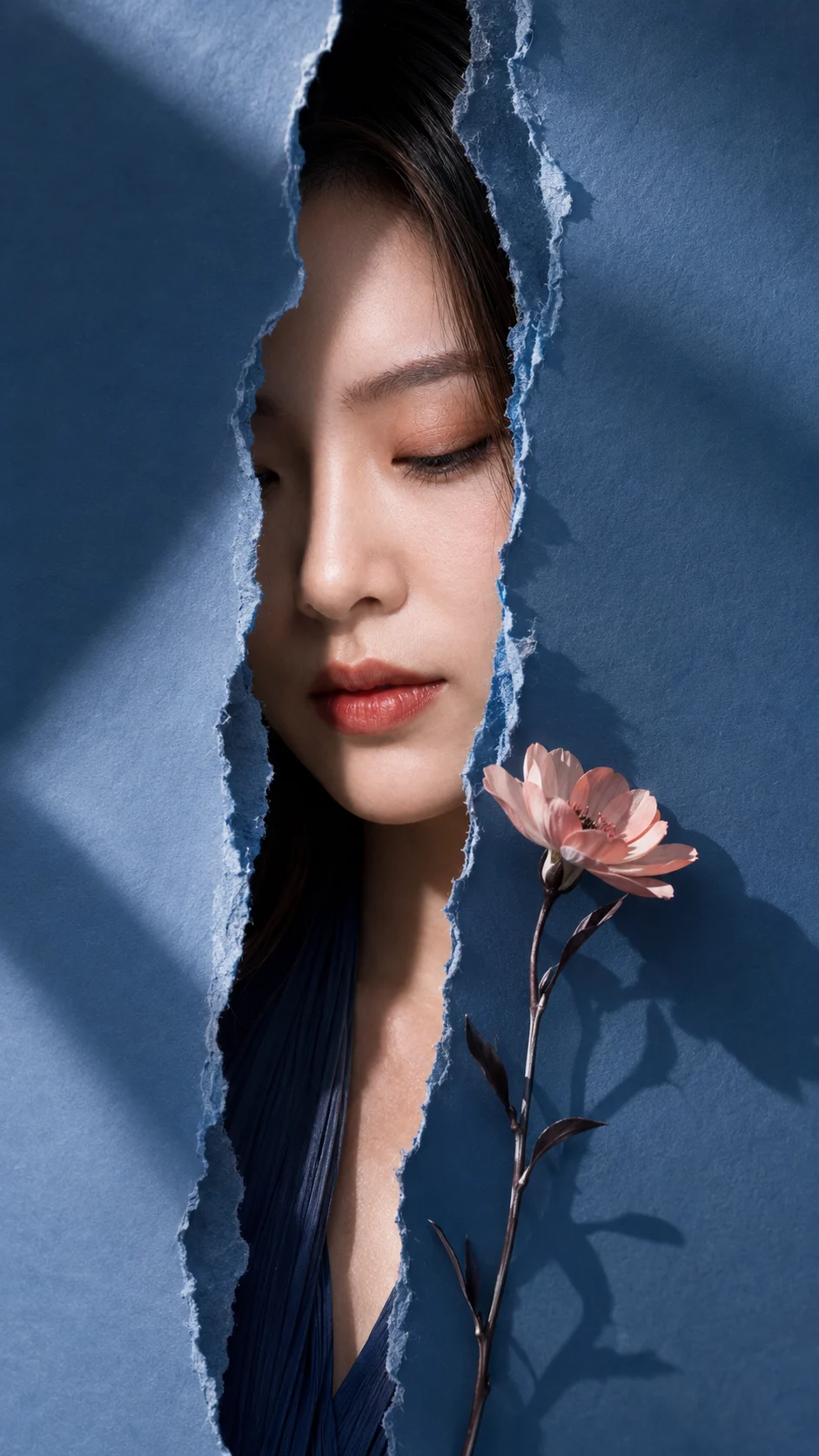 3D render, fashion portrait, woman, studio, standing pose, shown with smartphone-style photo styling.