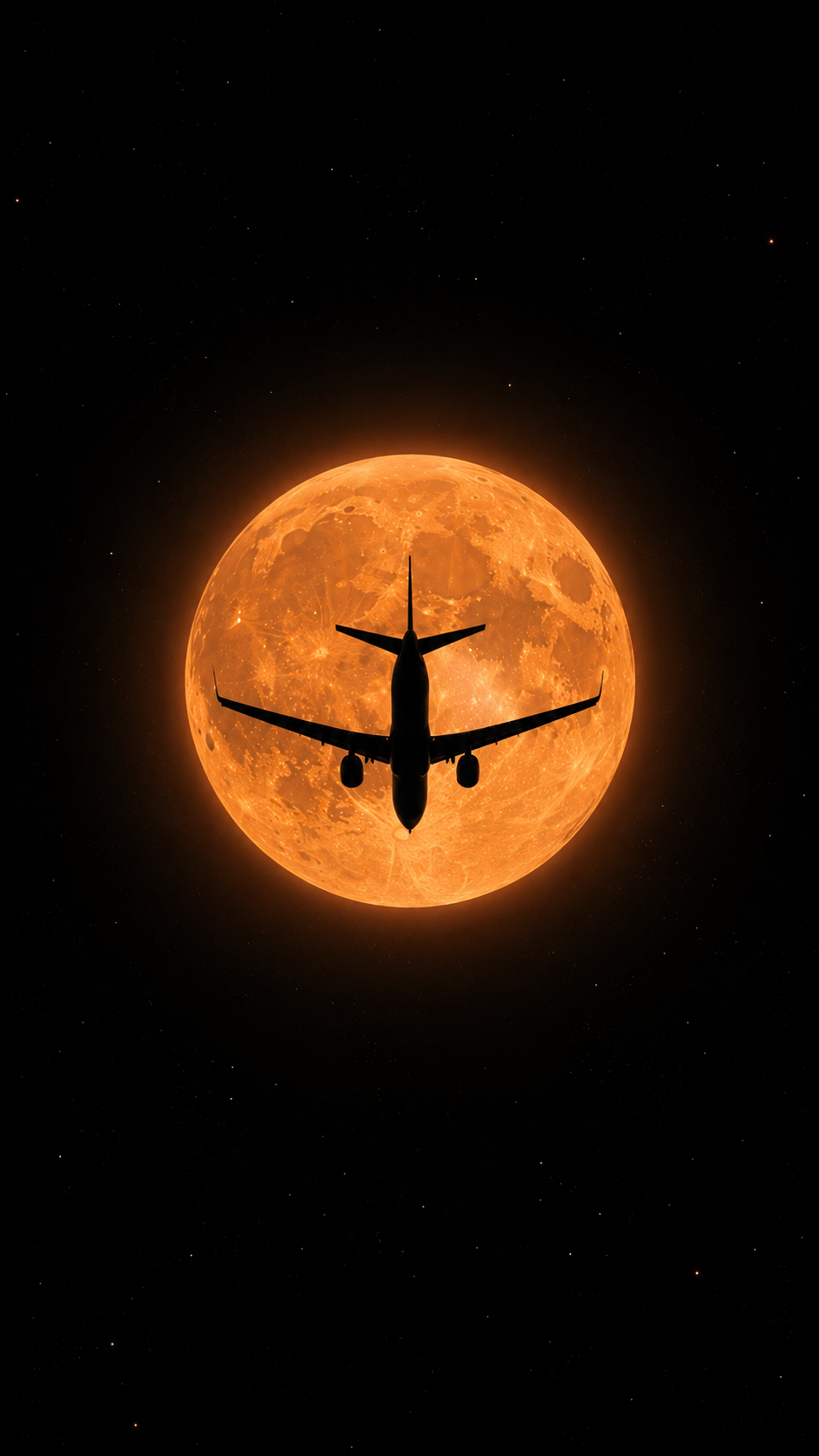 Airplane Across An Orange Moon Wallpaper for phone wallpaper