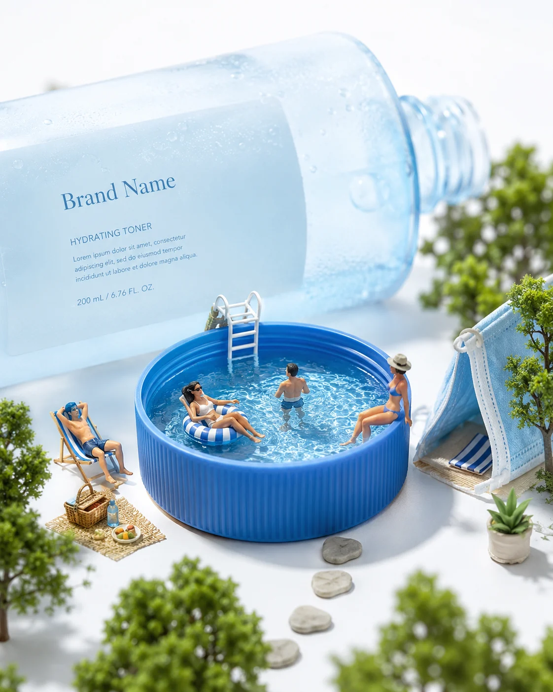 product design with beach ocean, shown in a poster-style visual layout