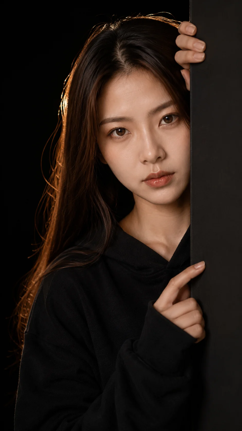 3D render, studio portrait, fashion portrait, woman, studio, shown with editorial photo styling.