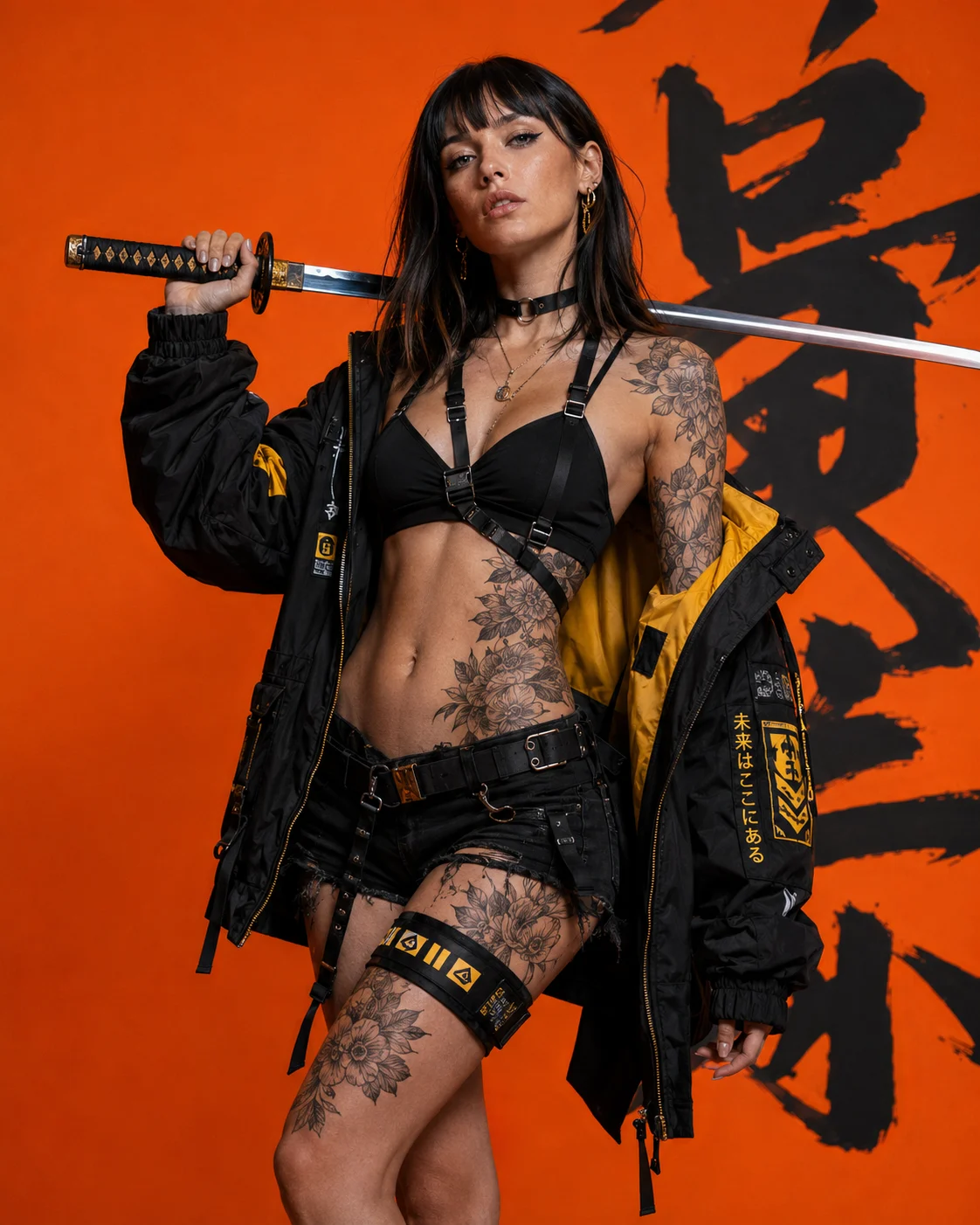 street style, poster typography, 3D render, fashion portrait, woman, shown with editorial photo styling.