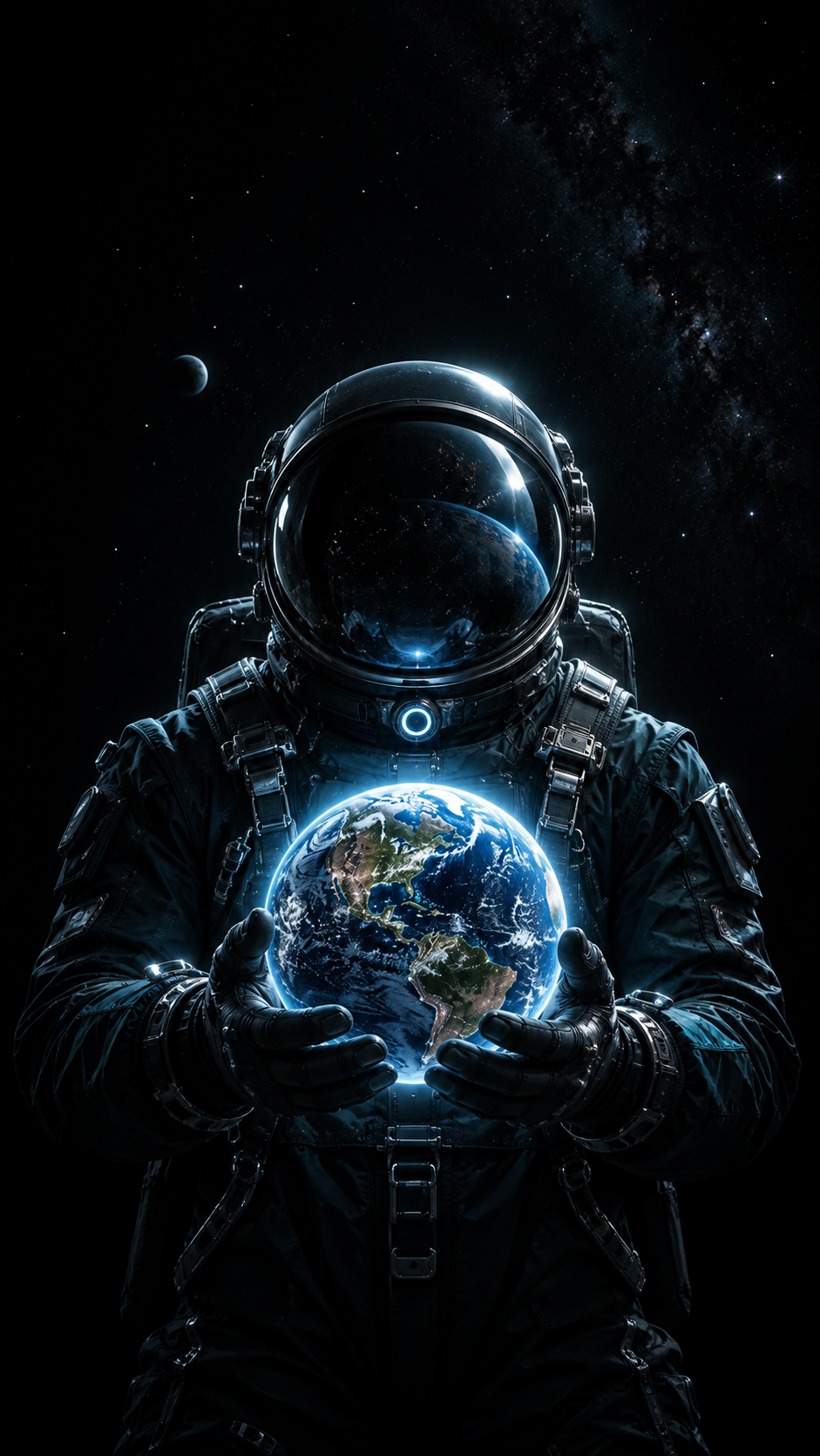 Astronaut Holding Glowing Earth Wallpaper for phone wallpaper