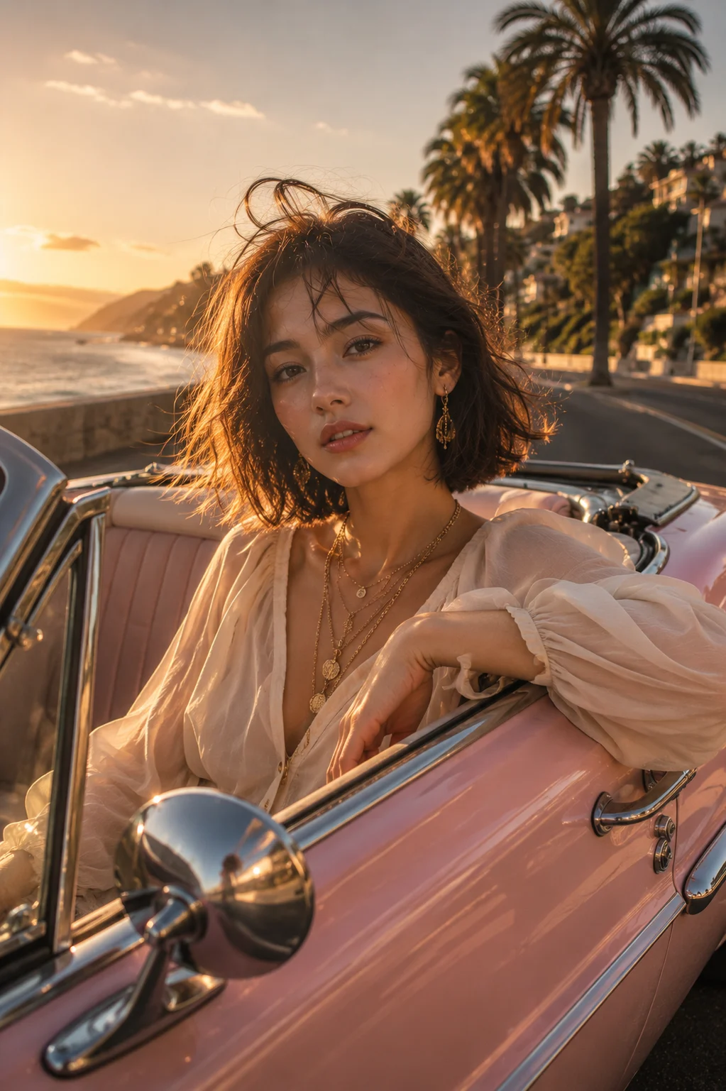 fashion portrait in beach ocean, shown with editorial photo styling