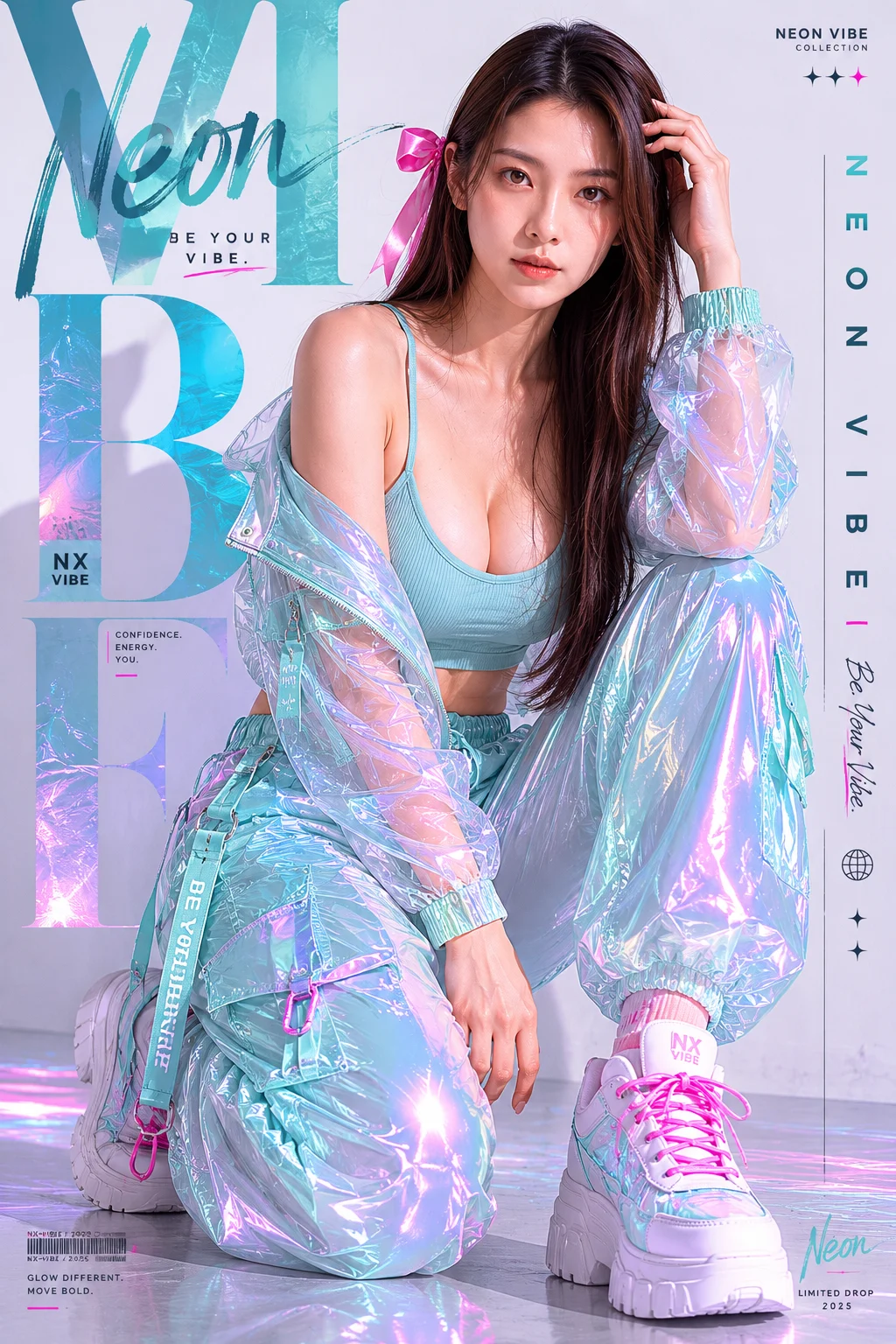 street style, poster typography, product ad, sneaker ad, 3D render, shown with phone-style photo styling.