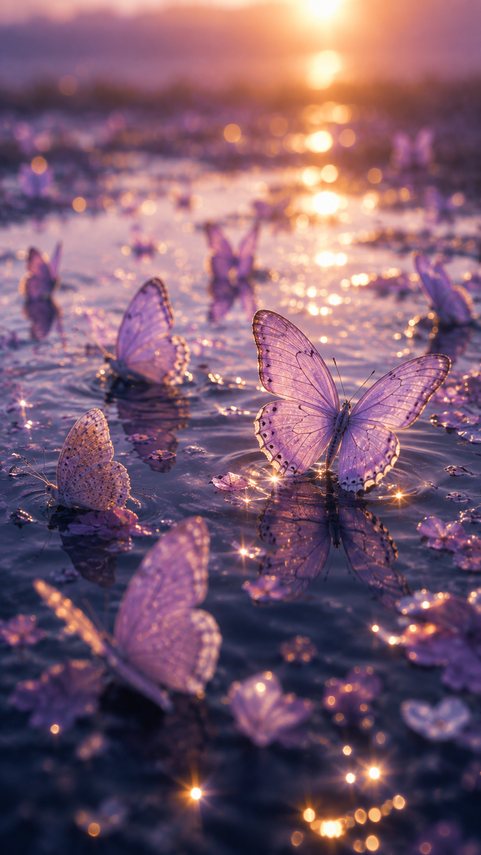 Lavender Butterflies On Water Wallpaper for phone wallpaper