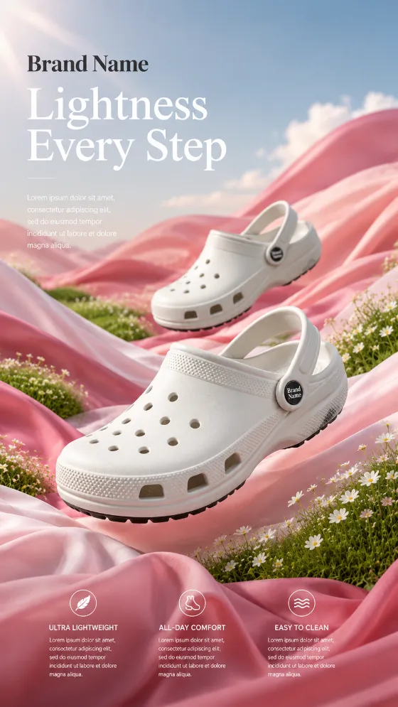 footwear product visual in studio, shown with clean commercial styling