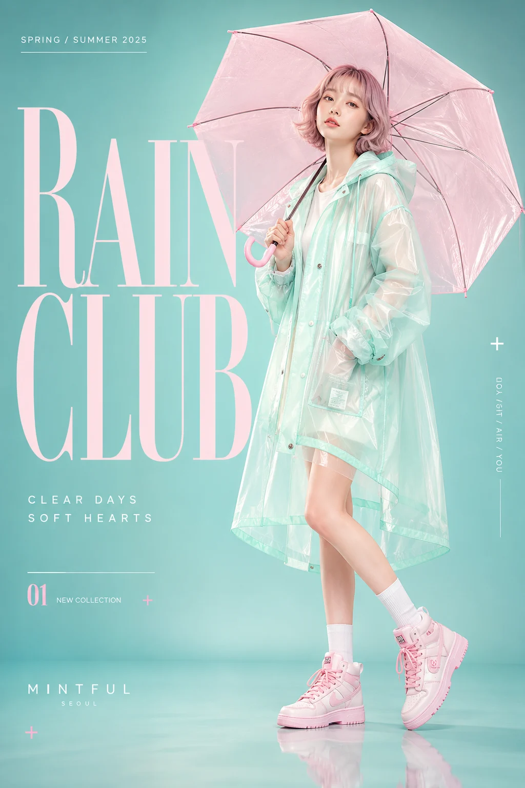 poster typography, branding poster, sneaker ad, studio portrait, woman, shown with poster-style visual styling.