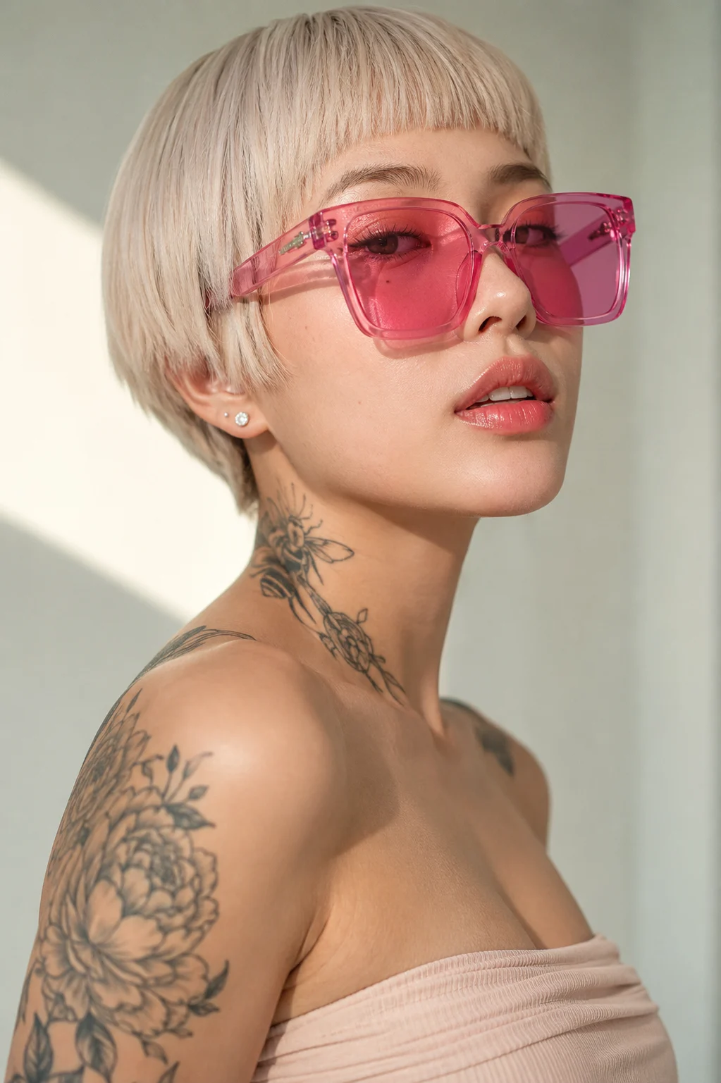 woman in studio, shown with editorial photo styling.