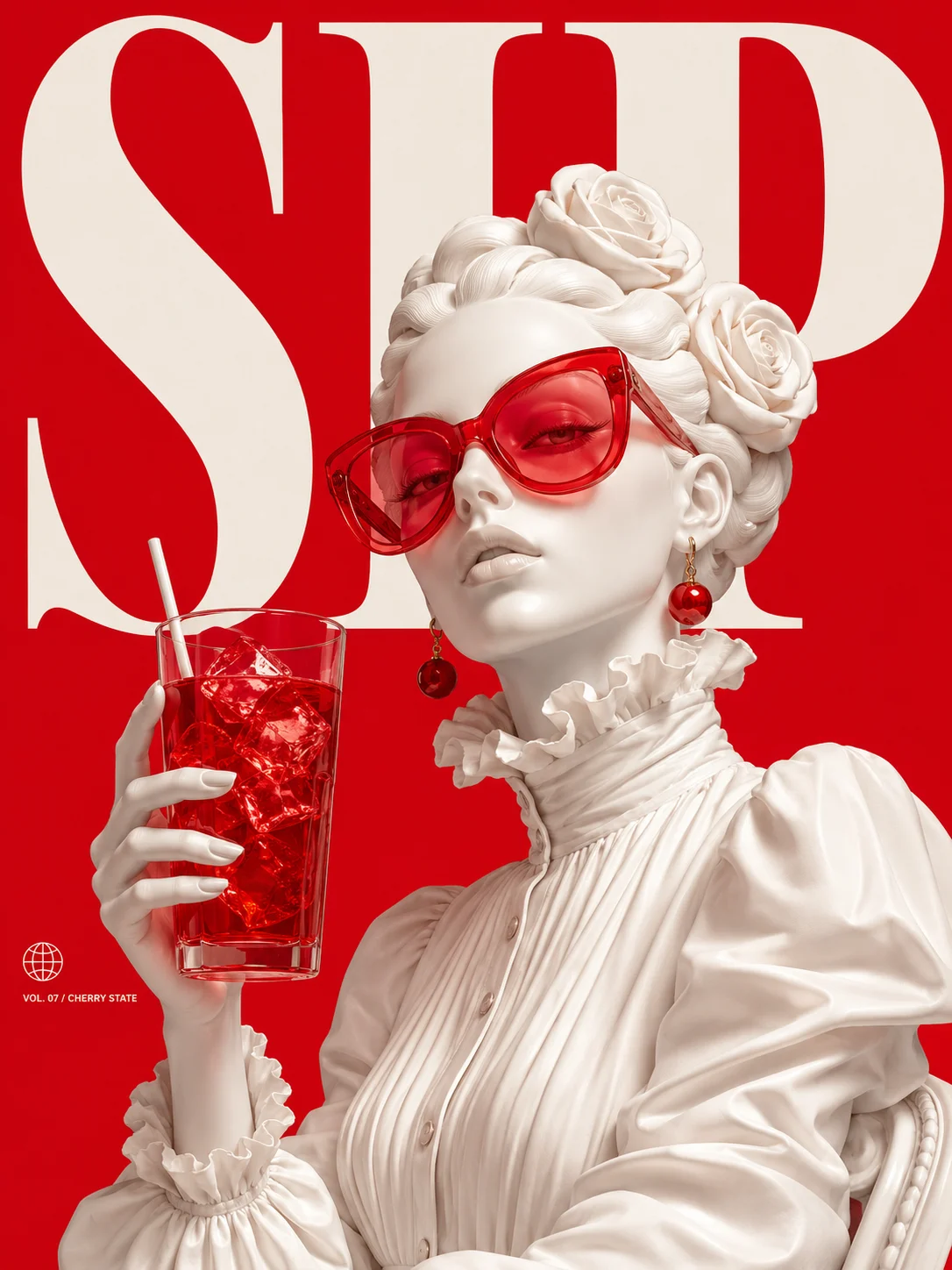 woman design with 3D render, shown in a poster-style visual style.
