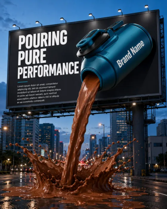 product product visual in waterfront city skyline, shown with clean commercial styling