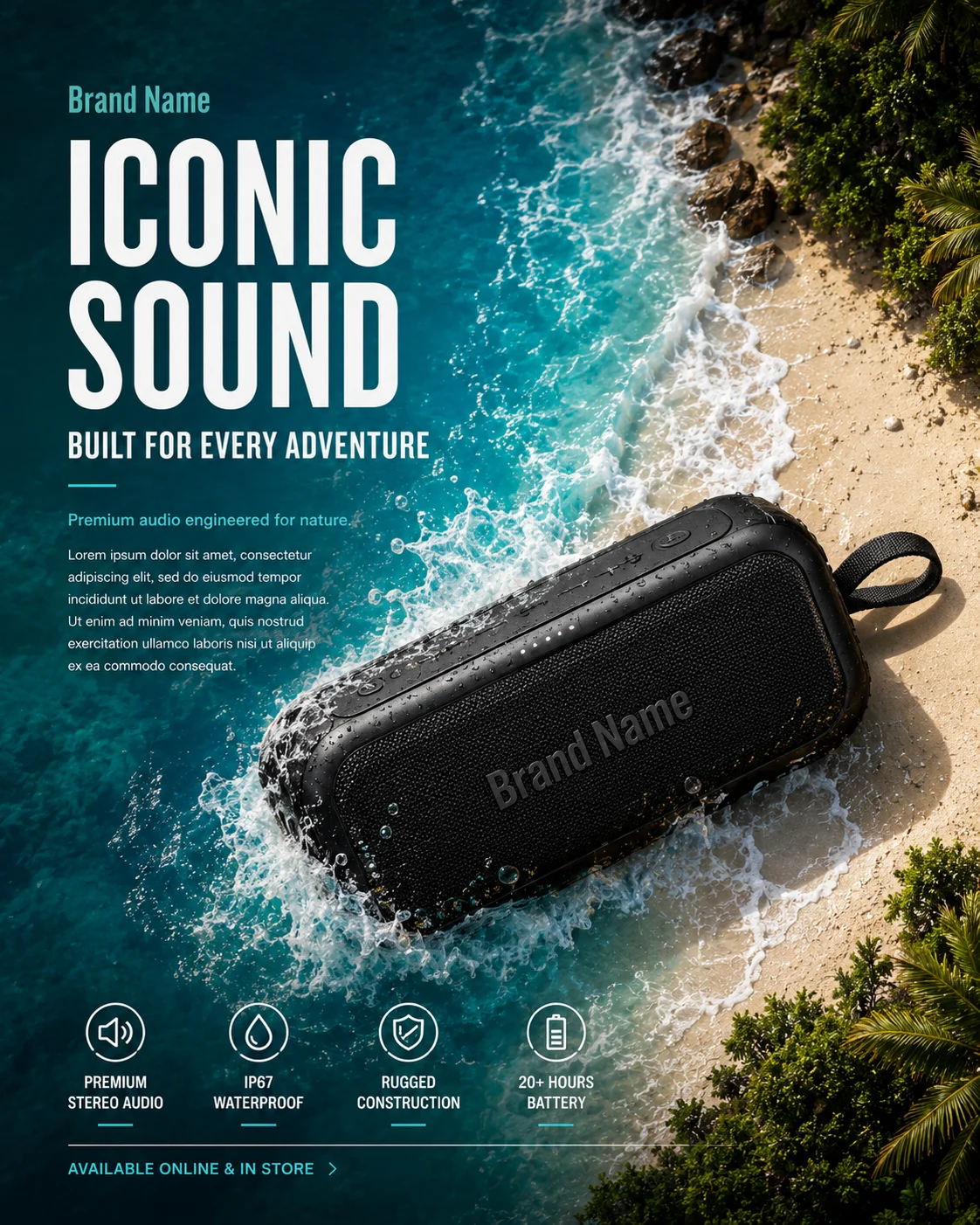 product product visual in beach ocean, shown with clean commercial styling