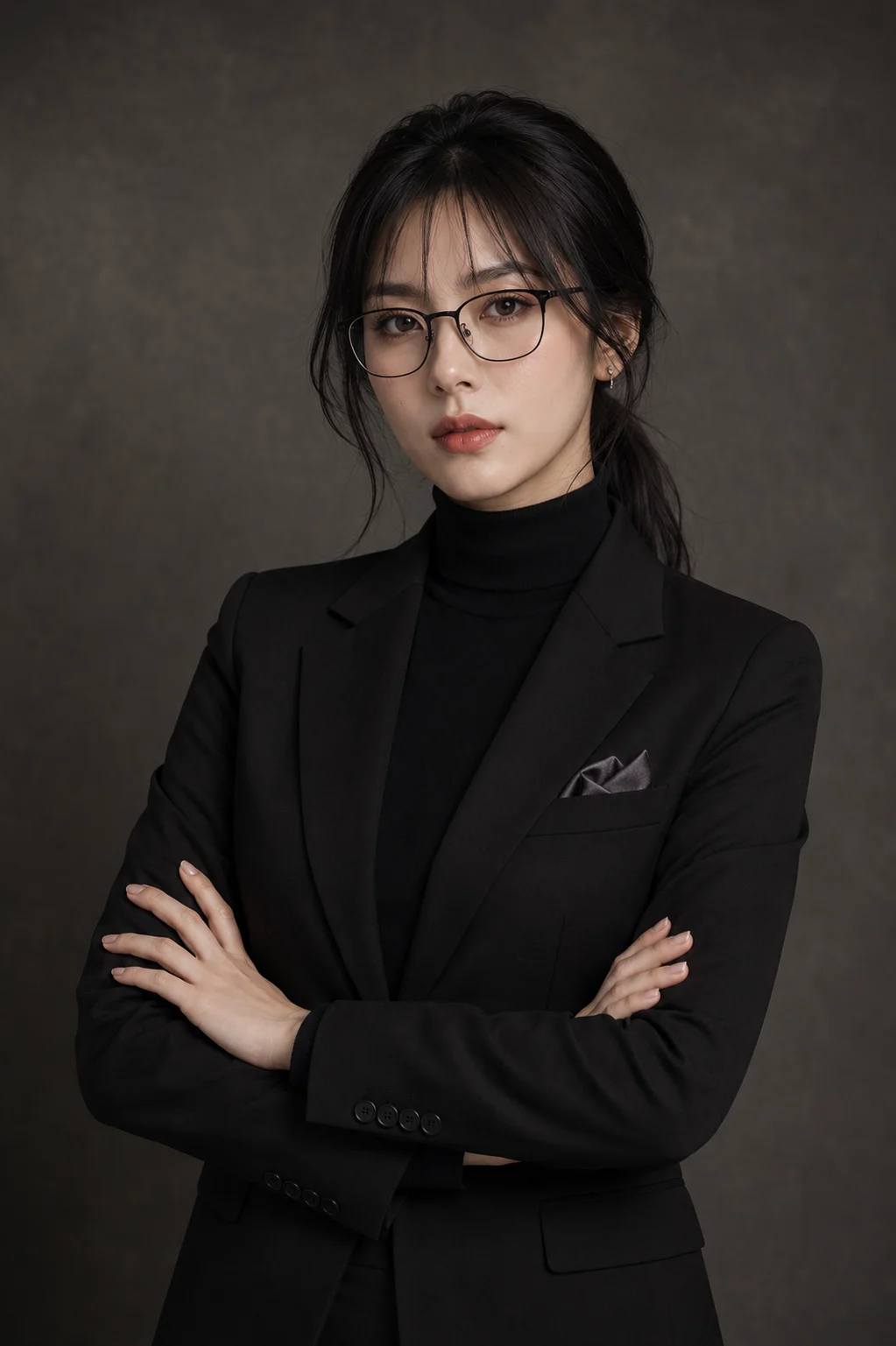studio portrait in studio, shown with editorial photo styling