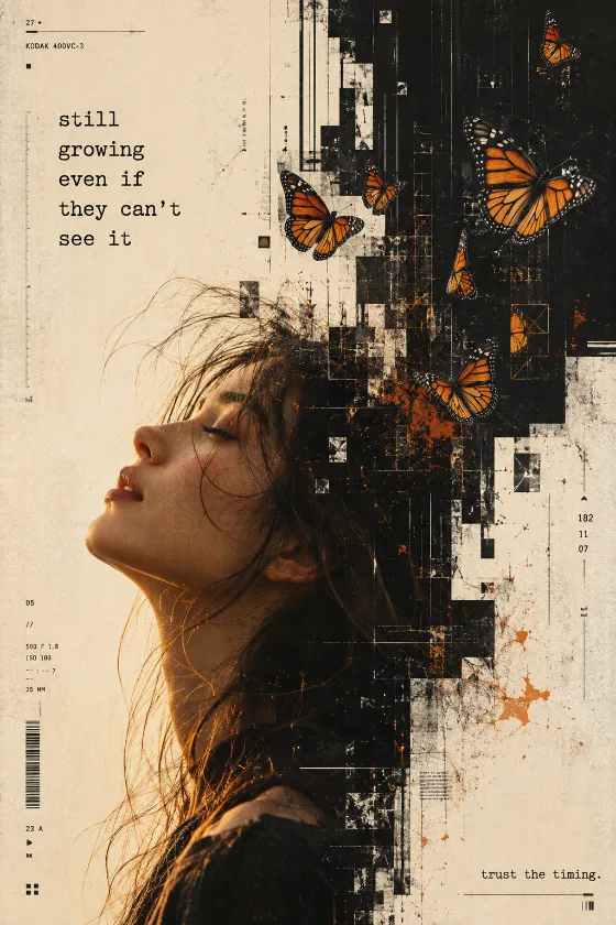 woman design with poster typography, shown in a poster-style visual layout