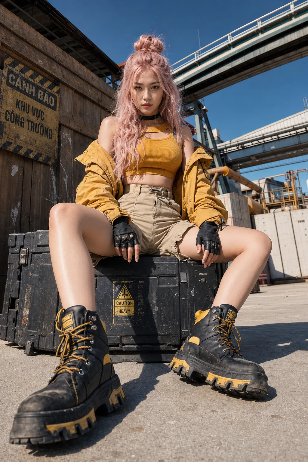 woman in street, shown with editorial photo styling.