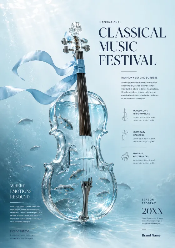poster design with beach ocean, shown in a poster-style visual layout