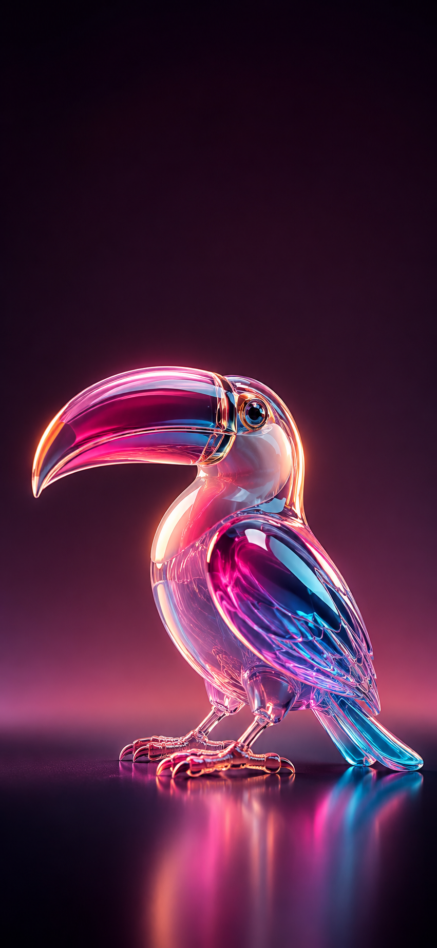 Samsung Galaxy S24 Ultra lock screen wallpaper with oversized glowing curved beak and glossy crystal body.